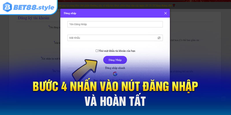 Bước 4: Click vào nút “Đăng nhập” và hoàn tất